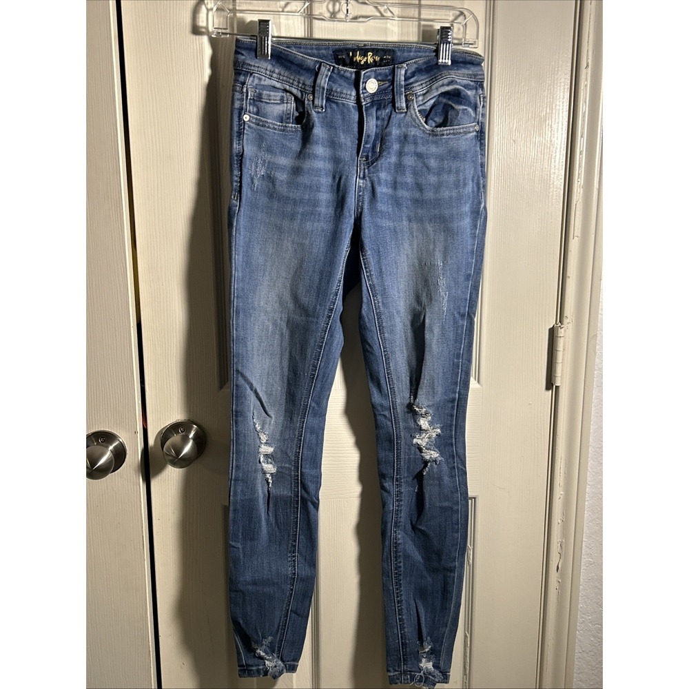 Indigo Rein Distressed‎ Skinny Jeans Blue Size 1